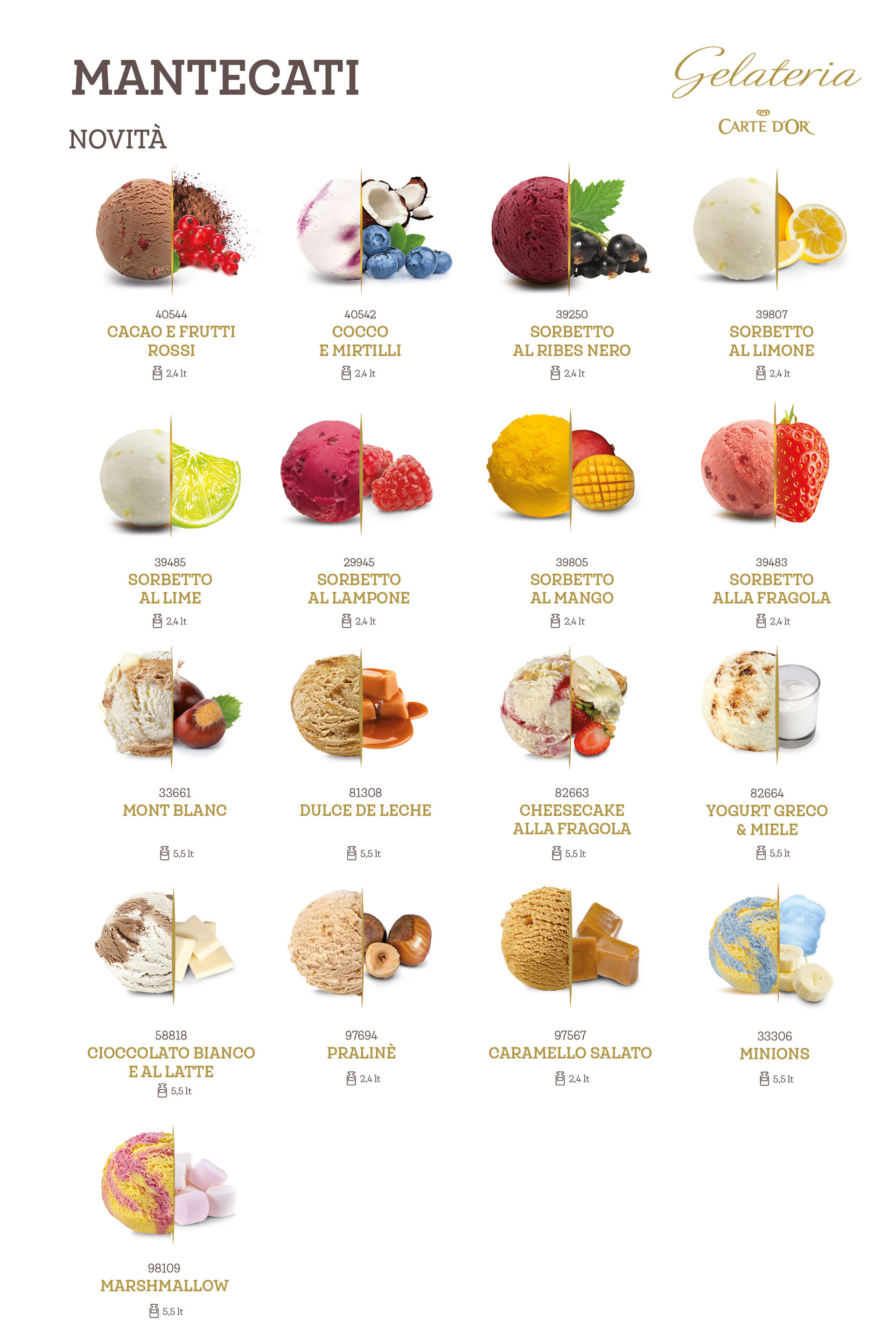 catalogo Mantecato Carte D'Or algida gelaterie e ristoranti Nuoro